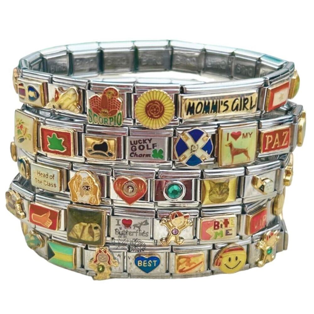 THEMED + SIZED Italian Charm Bracelet Stainless Steel Y2K Jewelry Handmade Gift